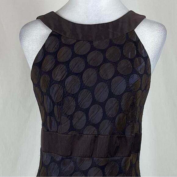 Badgley Mischka Black Brown Polka Dot Quiet Luxury Party Event Dress Size S - Picture 3 of 14